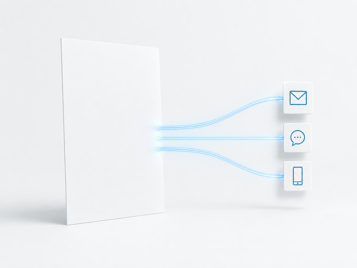 Un documento del que parten filamentos de luz hacia los canales digitales